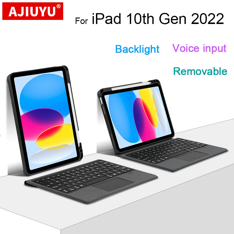 Clavier Magique Pour Nouvel Ipad 10 Ème Génération 2022 10.9 ipad 10  Tablette Tactile Rétro-éclairé Fendu Sans Fil Bluetooth Cas Clavier -  Comprimés & E-books Cas - AliExpress