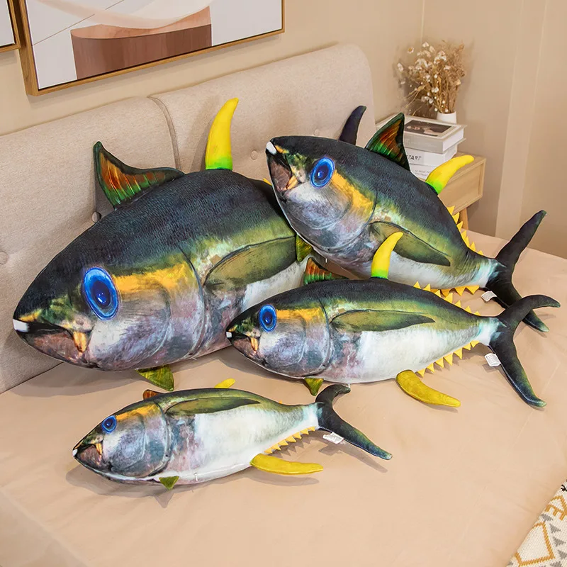 60/80/100/125cm Simulation Tuna Plush Toy Cute Stuffed Animal Fish Plushies Doll Cartoon Soft Kids Toys for Girls Boys Gifts