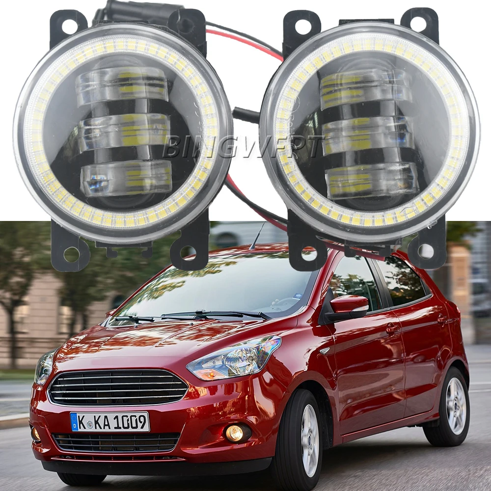 Lampada Fendinebbia Anteriore Car-Styling Per Ford Figo Ka Ka + Figo 2015 2016 2017 2018 2019 Fendinebbia A Led Con Occhi D'Angelo H11 Drl 12V