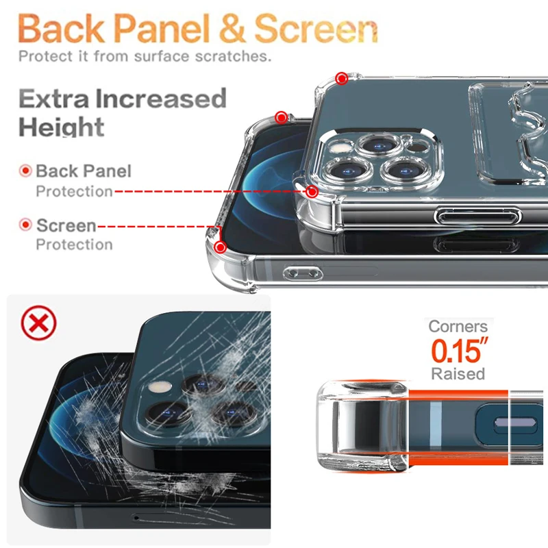 Universal Transparent Card Slot Phone Case with Back Cover