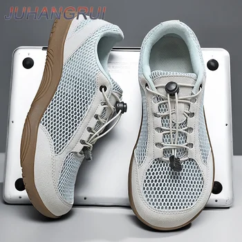 Wide-toe shoes, summer breathable mesh sports shoes, suitable for both men and women as outdoor travel shoes Rubber sole