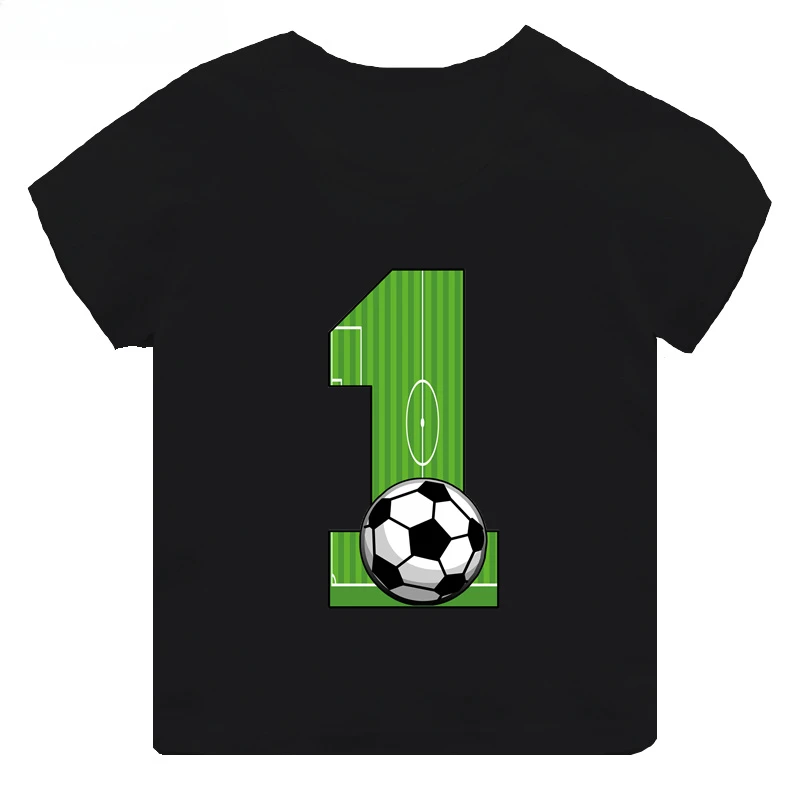 thumbnail image 1 of Camiseta de algodón con estampado de números de fútbol para niños y niñas, divertida camiseta de dibujos animados para cumpleaños de 1, 2, 3, 4, 5, 6, 7, 8 y 9 años, 1 of 5