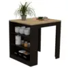 Tanna Kitchen Counter Dining Table ,Two Legs, Three Side Shelves Black / Pine 5