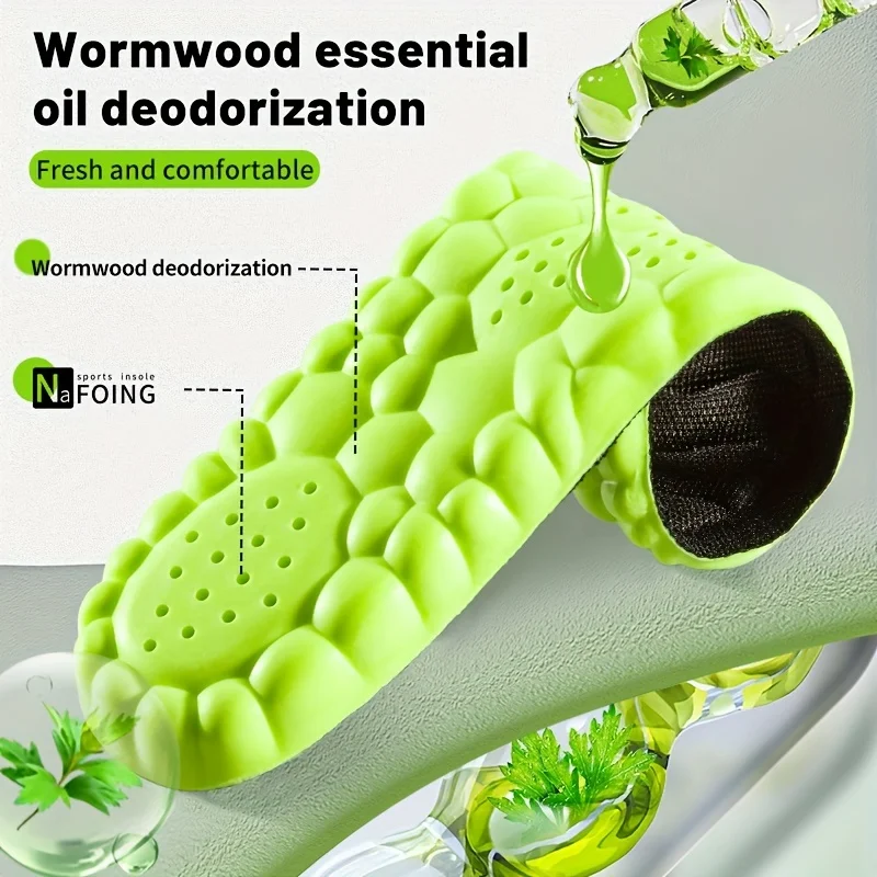 cushioned comfortable breathable wormwood deodorant insole arch support latex soft sweat absorbent running insole 1 Pair
