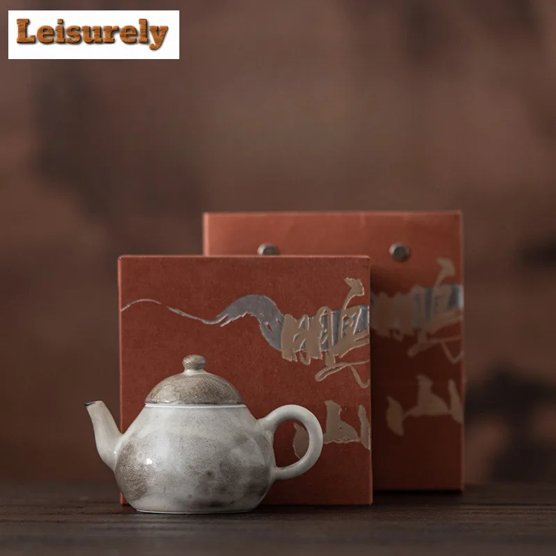 100ml Ink Painting Wood-fired Porcelain Teapot Retro Tea Infuser Pot Tea Brewing Kettle With Ball Hole Tea Services Decoration