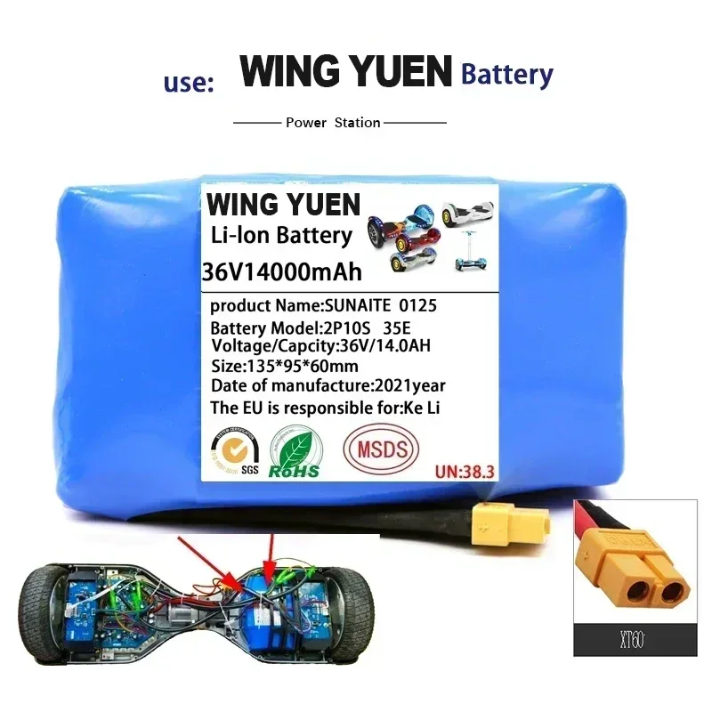 

100% New 36V 18650 Li-ion battery 10s2p 36v battery 20000mAh battery pack 42V 20000mah scooter twist car battery+Free Delivery