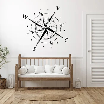 Bussola nautica Rosa Decalcomanie da muro Navigare Nave Oceano Mare Decorazioni per la casa Camera da letto Decorazione per la scuola materna Adesivo artistico rimovibile AB38