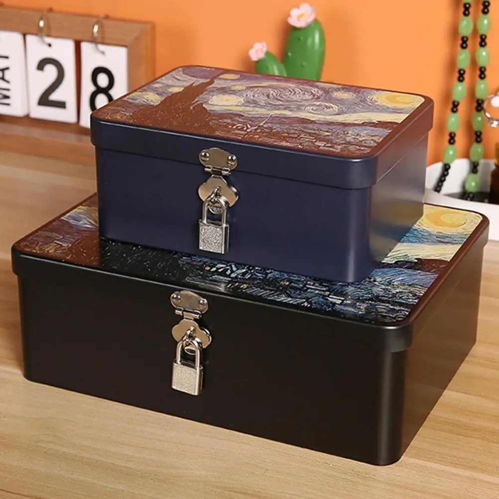レア　アンティーク　缶　収納　壁掛け 装飾的な収納ボックス,ビンテージスタイルの缶,キーロック付きの