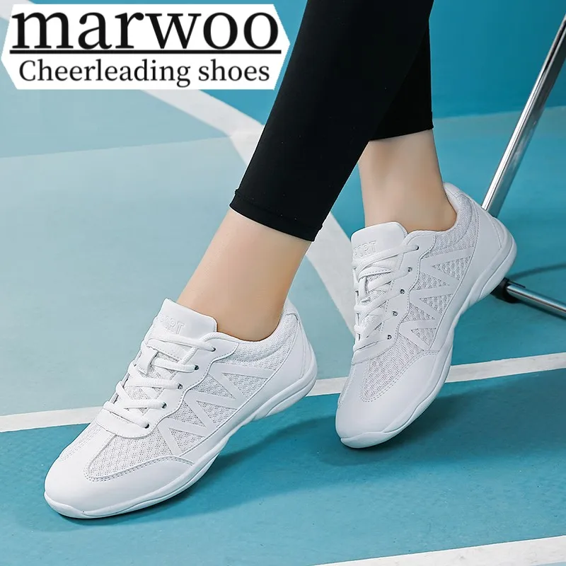 Marwoo-Baskets de danse blanches pour filles, chaussures de sport légères pour enfants, entraînement de pom-pom girl, marche, tennis, mode pour femmes