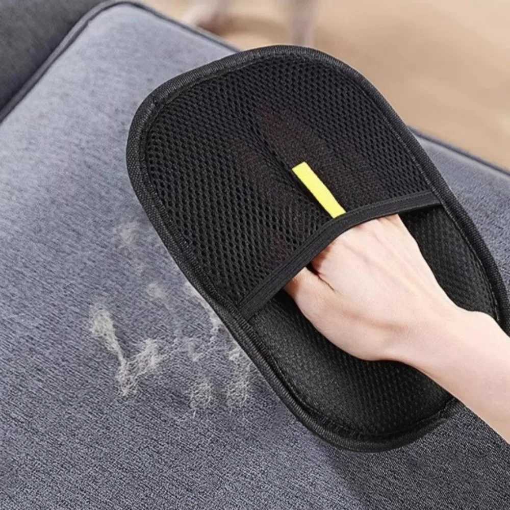 Enhanced Pet Grooming Gloves - Black with Yellow Accent, Static-Free Hair Remover Tool