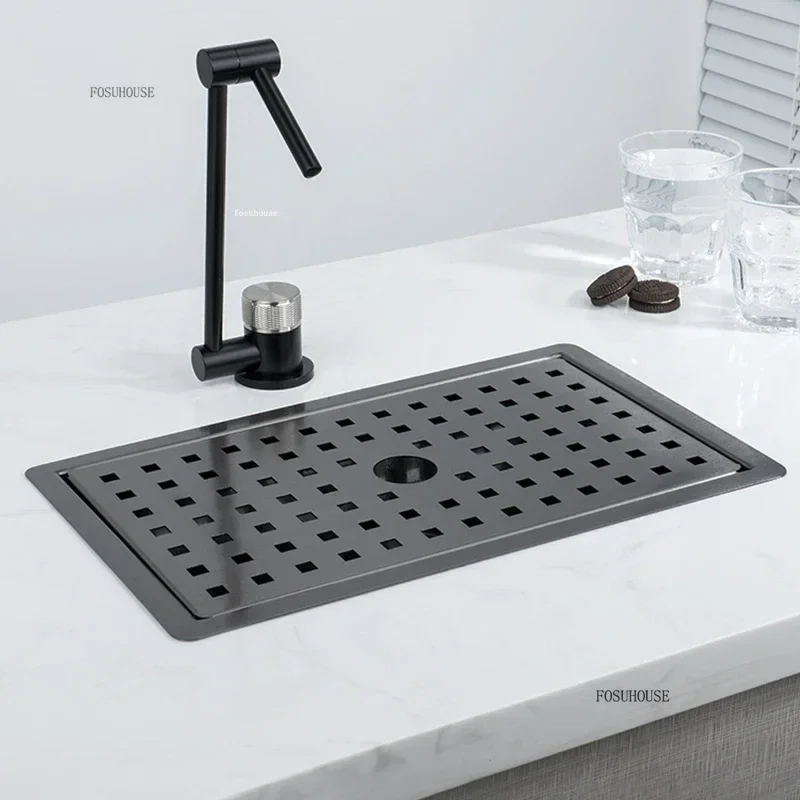 Nano Sink Hidden Stainless Steel Kitchen Sinks Island Bar Invisible Mini Small Single Sink Pantry with Cover Kitchen Fixture ZZ