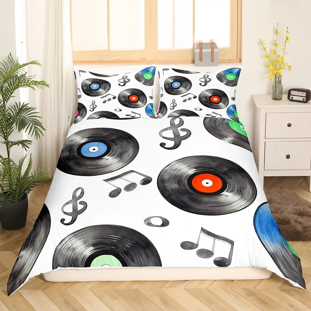 Record Duvet Cover Sets for Kids Teens Twin Lightweight Down Quilt Covers Bedroom Decor 2 Pillowcases 1 Duvet Cover No Comforter