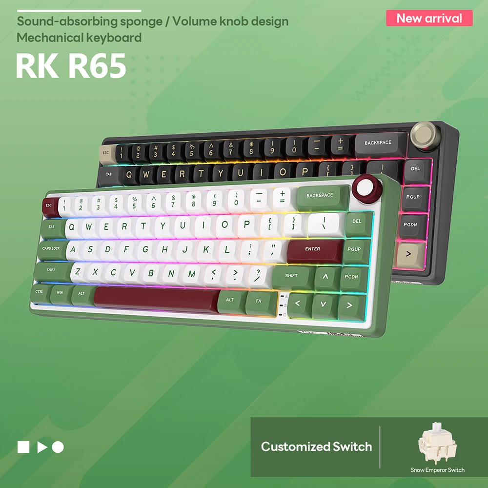 Royal Kludge-r65 Wired Teclado Mecânico para Jogos Teclado Hot-swappable com Mda Pbt Keycaps Rgb Backlit 66 Teclas 65 Junta - Imagem 5