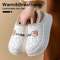 Waterproof cotton slippers for women in winter, new style for outdoor wear, non slip home insulation bag, and couple cotton shoe - Image 2
