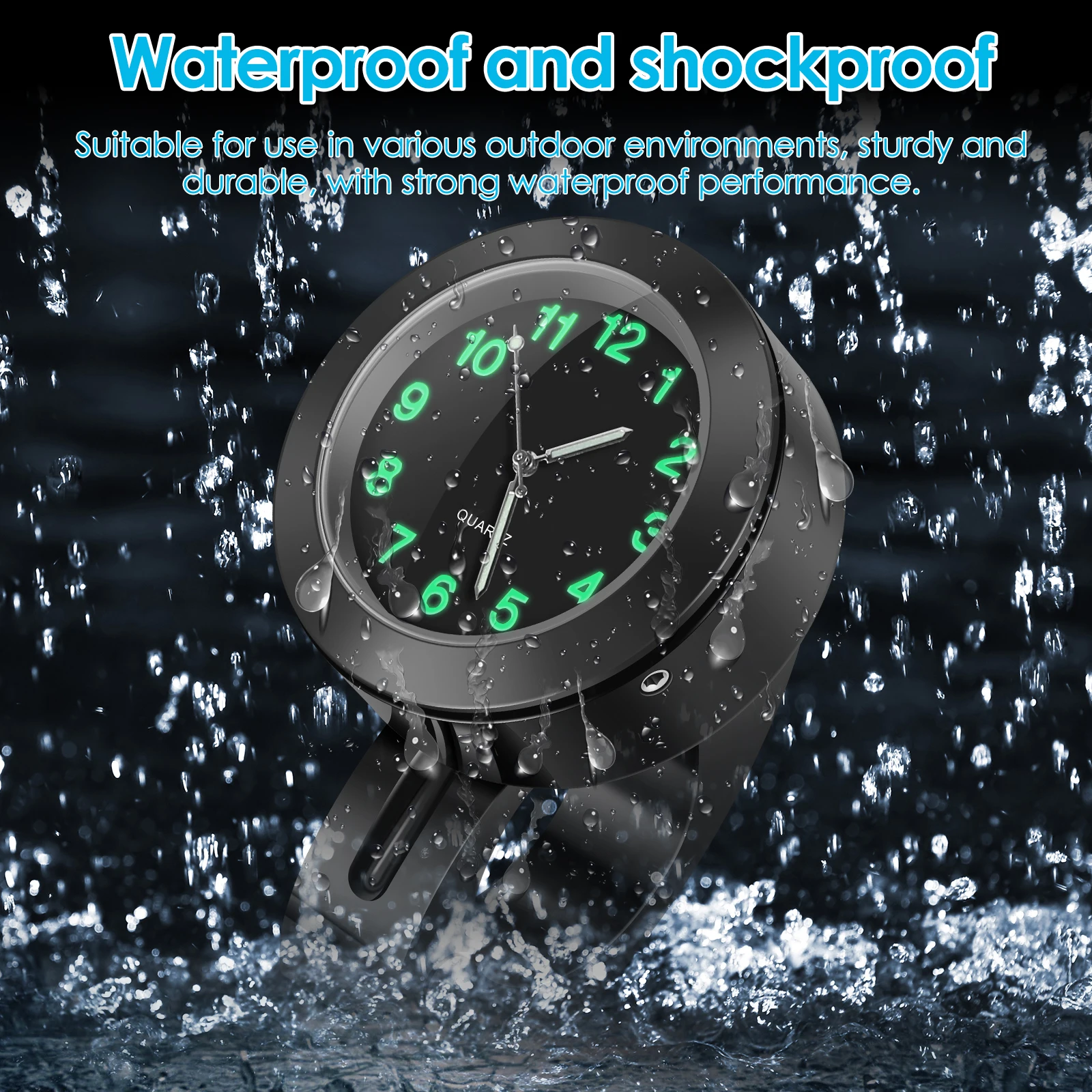 Chrome Waterproof Motorbike Handlebar Clock with Night Luminous Features