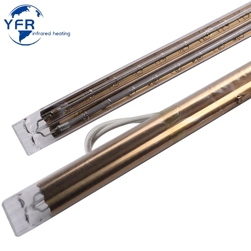 Gold reflector 400mm 380V 1800W Infrared Halogen Heater Parts Twin Tube Infrared Heating Lamp