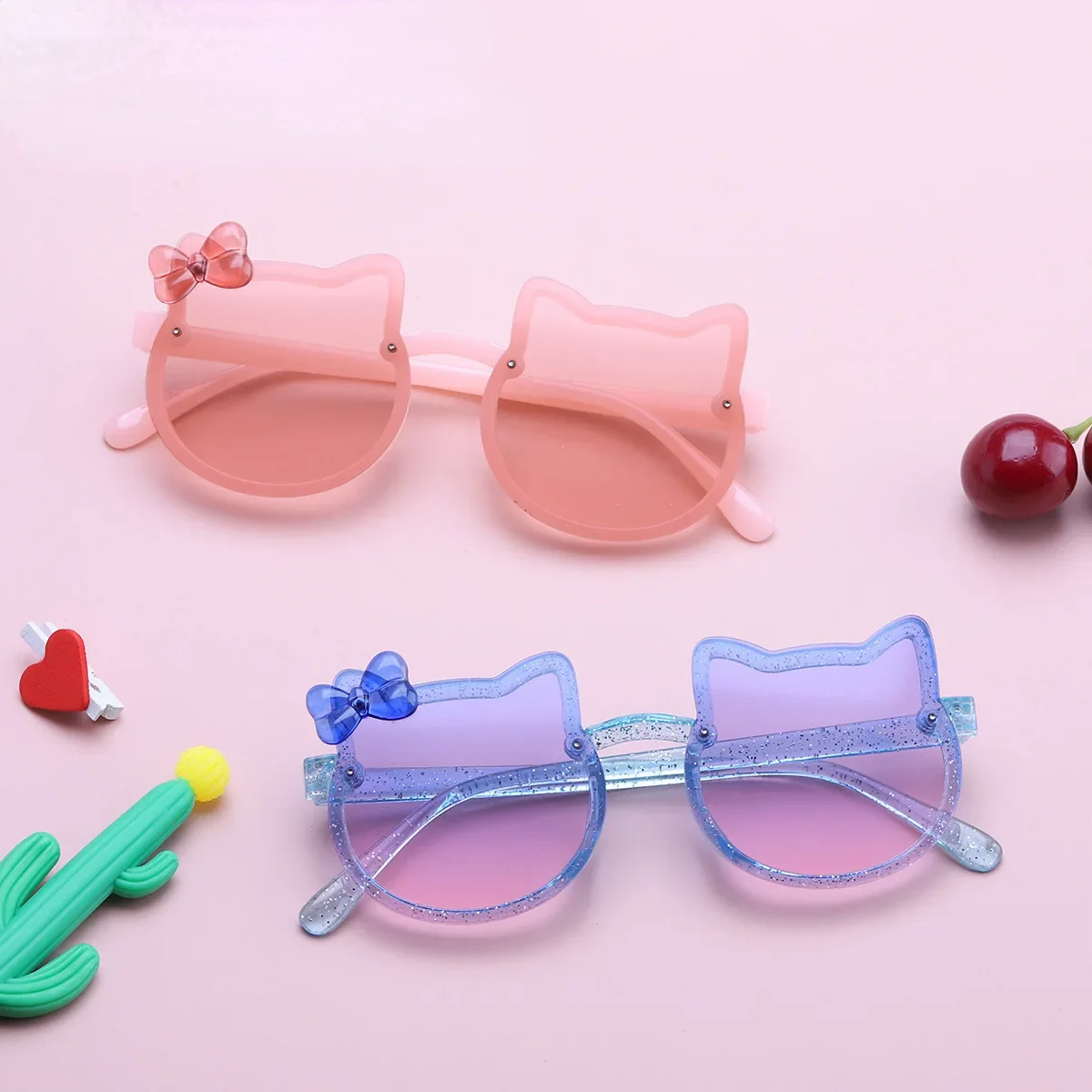 Children sunglasses kids sunglasses fashion sunglasses Kids Sunglasses Girls Boys Shiny Bowknot Sun Glasses Lovely Cat Children Eyewear Fashion Gradient Eyeglasses UV400