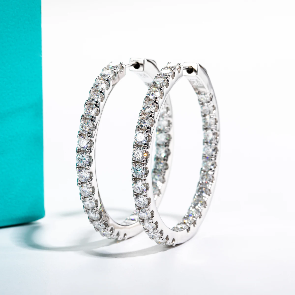 AnuJewel 3mm 5.6cttw D Color Moissanite Big Hoop Earrings 925 Sterling Silver Luxury Huggie Earring For Women Jewelry Wholesale 2