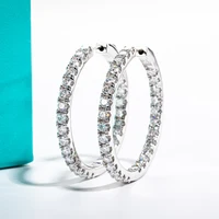 AnuJewel 3mm 5.6cttw D Color Moissanite Big Hoop Earrings 925 Sterling Silver Luxury Huggie Earring For Women Jewelry Wholesale 2