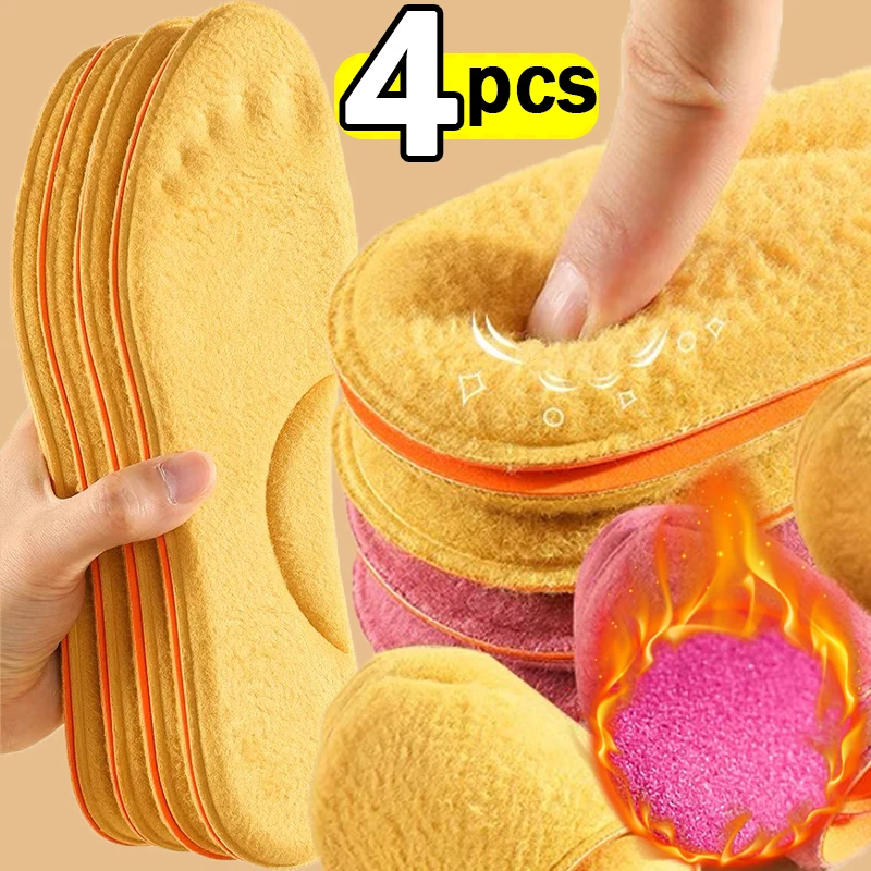 

Thermal Plush Warm Insoles Women Men Winter Self Heating Massage Shoe Pads Sports Memory Foam Foot Care Inserts Padding