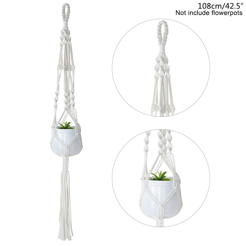 1Pcs Handmade Flower/Pot Hanging Baskets Macrame Plant Hanger Flowerpot Holder Net For Wall Decoration Countyard Garden Supplies 