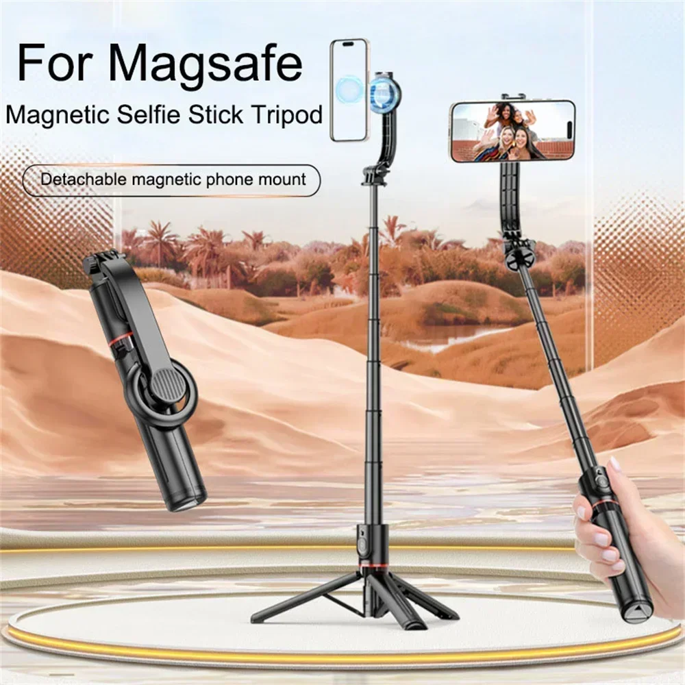 Mini tripé magnético bluetooth para selfie, tripé para iphone, android, magsafe, monopé de viagem com controle remoto, estabilizador de celular