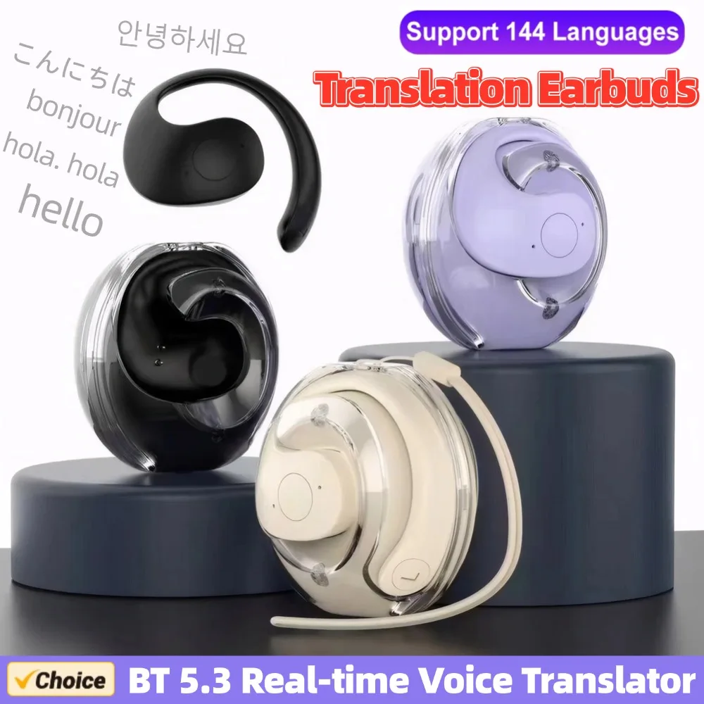 Wireless BT AI Real-time Voice Translation Earphones 144 Languages Smart Ear Headphone Translator for Business Travel Learning