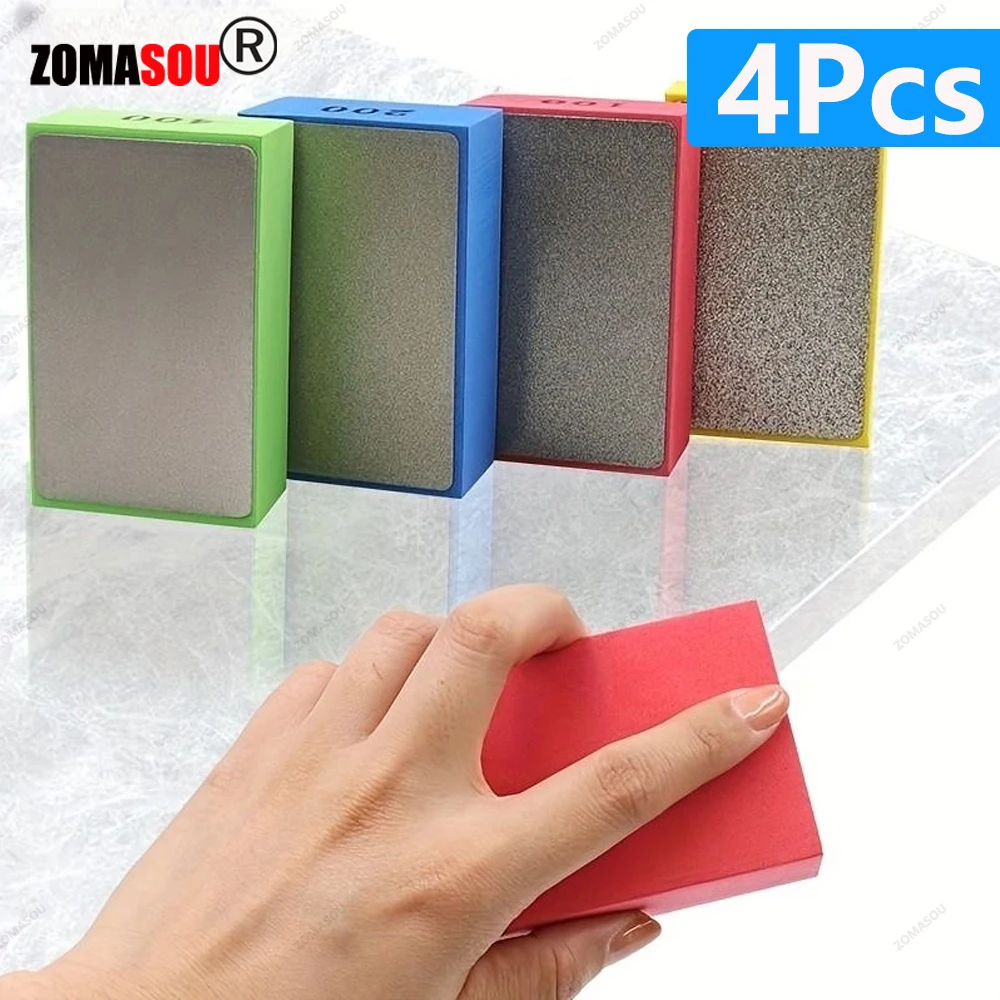 ZOMASOU Diamond Hand Polishing Pad Tile Glass Abrasive Grinding Block Pad Stone Marble Ceramic Abrasive Sanding Disc Polish Tool sanding discs sanding pads