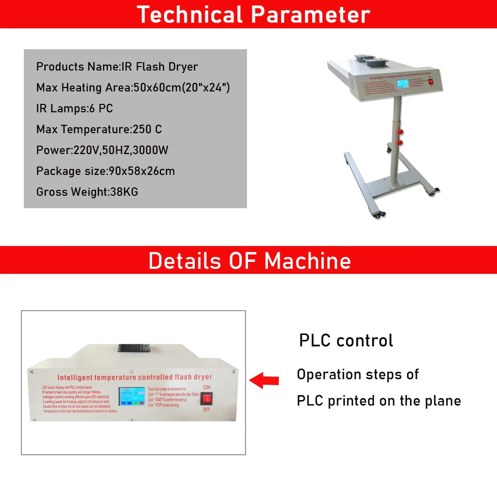 Source IR Lamp automatic Flash Dryer for Screen Printing