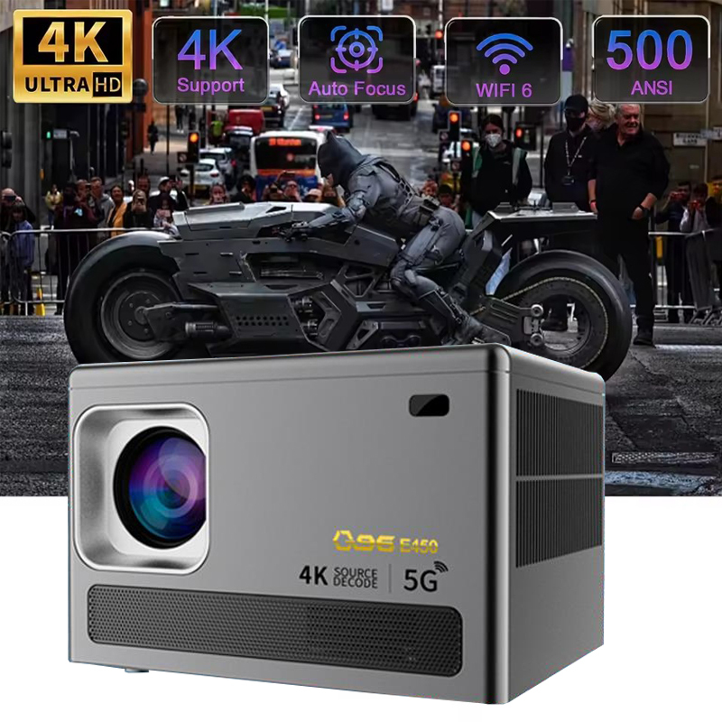 4K HD Projector WIFI 6 Smart Same Screen E450 Projector 4G 5G Dual Band WIFI BT 5.0 Projector Auto Focus Home Projector