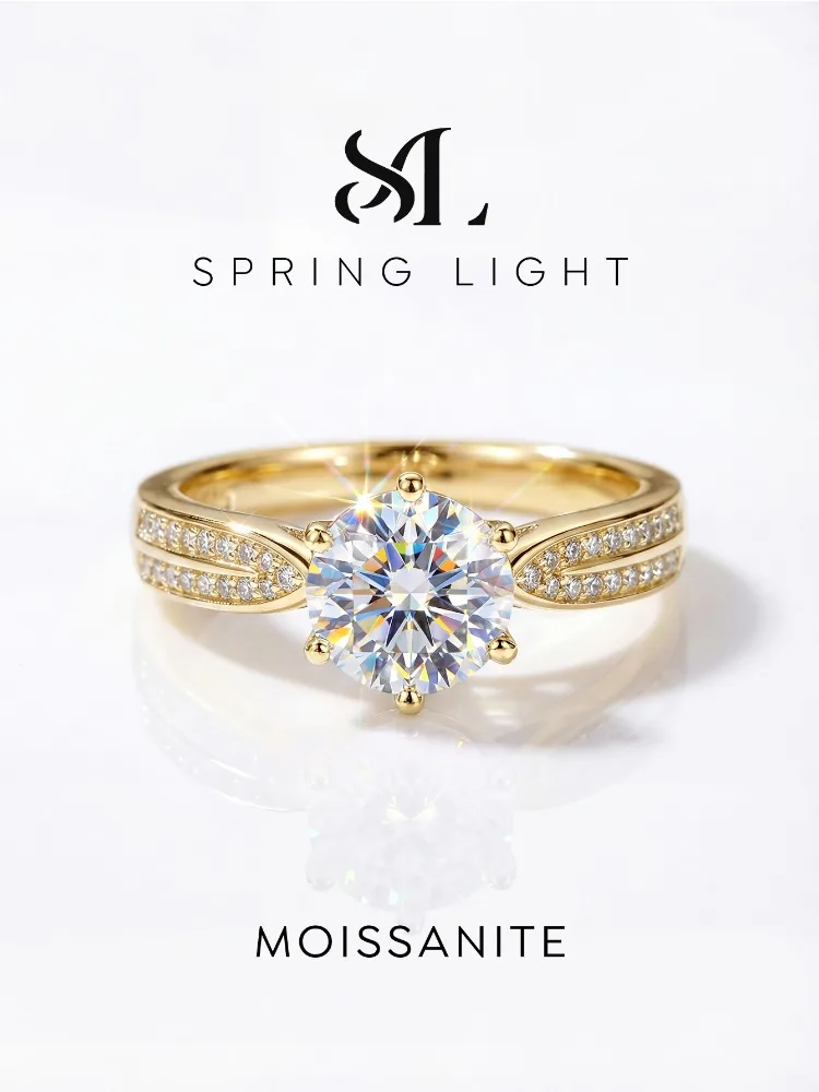Elegant Moissanite Diamond Women's Engagement Ring in Sterling Silver - High-Quality Fine Jewelry