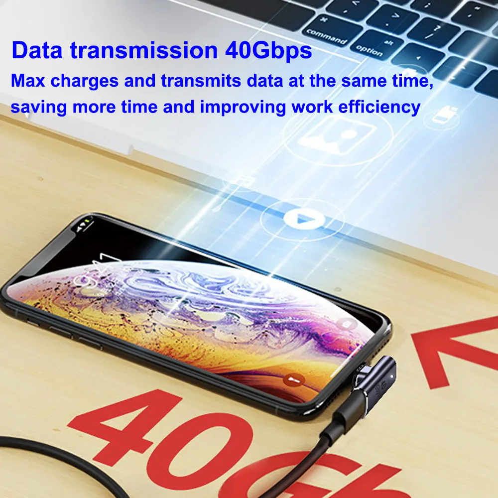 유형-c 40Gbps 데이터 전송 어댑터 유형 C 암-수 확장 어댑터 USB-C 장치 QC 4.0 100W 고속 충전