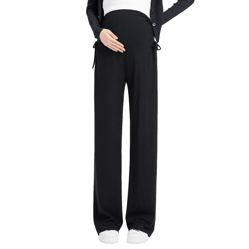 Maternity Pants for Spring and Summer: Wide-Leg Trousers with Drawstring, Suitable for Wearing Outside  maternity clothes 4