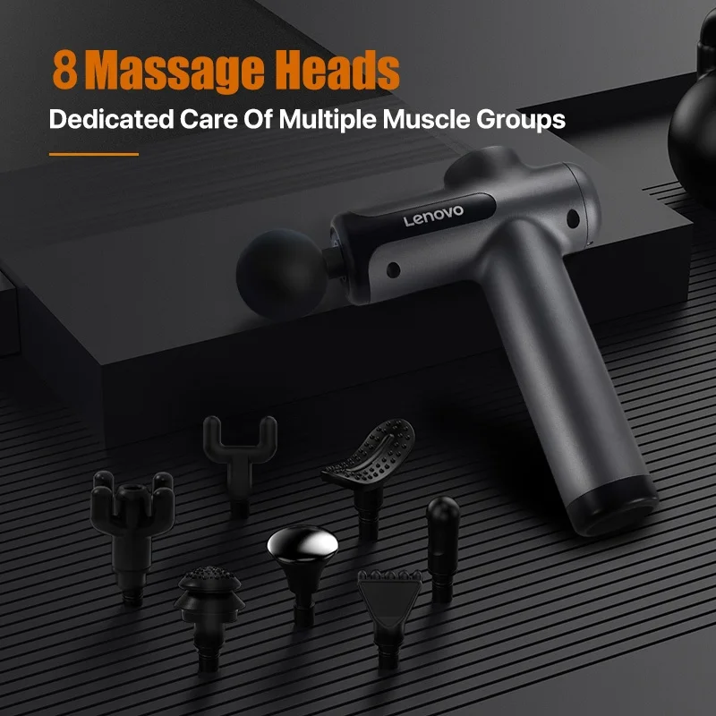 Lenovo Powerful Wireless Massager Gun 8 Massage HeadsRechargeable Shoulder Back Neck Waist Leg Electric Fascia Gun