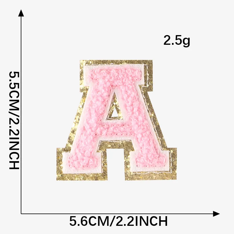 5pcs 5.5CM Pink Chenille Letter Patches Iron on Towel Embroidered Felt  Alphabet Glitter Sequin Heat Adhesive ABC DEF DIY Name - AliExpress