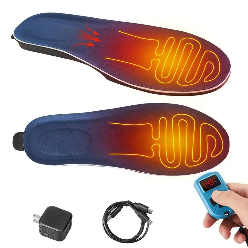 

USB Heated Shoe Insoles Electric Foot Warming Pad Feet Warmer Sock Pad Mat Remote Control Heated Insoles Heating Insoles