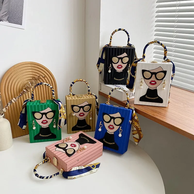 Evening Bags for Women 2024 New Fashionable Leather Shoulder Bag Woman Hard High Quality Hip Hop Party Luxury Designer Handbag - 3