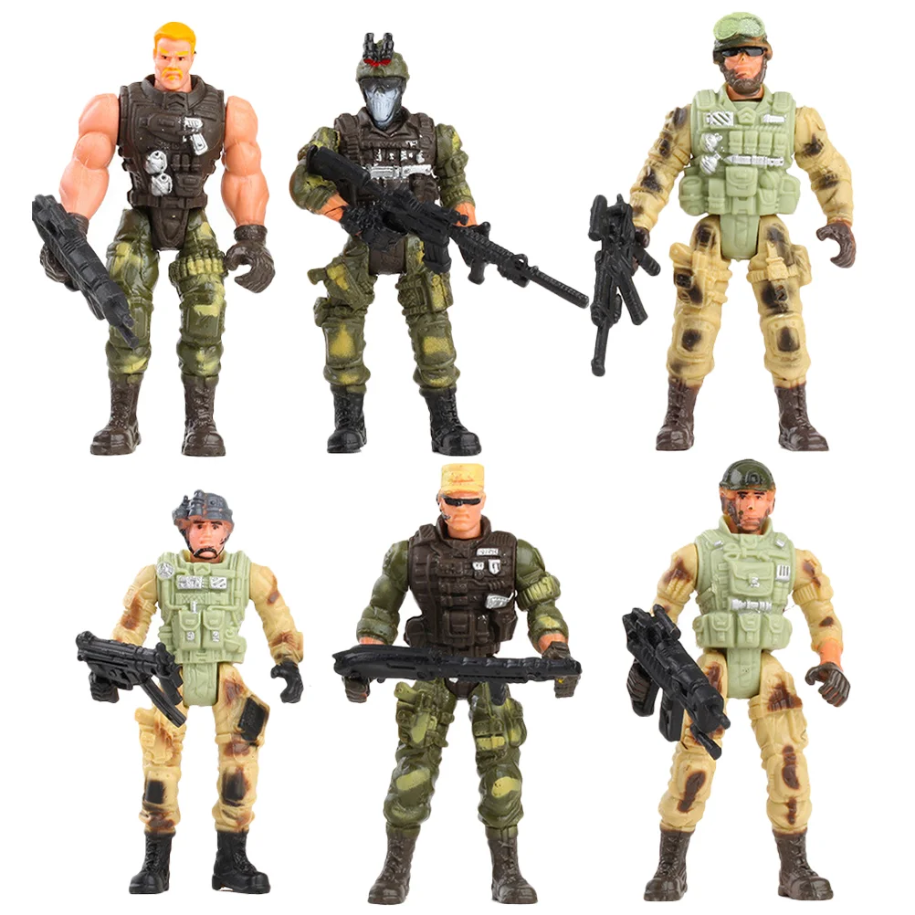 

6 Pcs Movable Soldier Model Child Models Figurine Plastic Kids Figurines