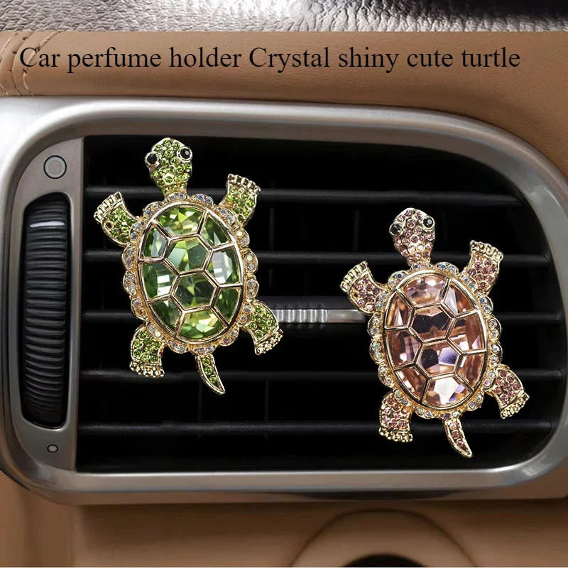 Crystal Turtle Car Air Vent Perfume Holder - Rhinestone Decorative Aromatherapy Diffuser Clip ...