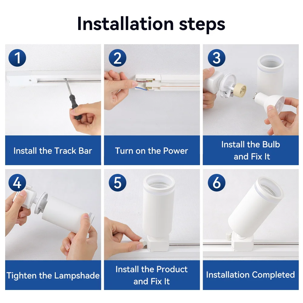 LED Track Light Clothing Store GU10 Focus Rail Spot DIY Bulb Design Fixture Shop Home Kitchen Track Lamp Source lane Spotlight