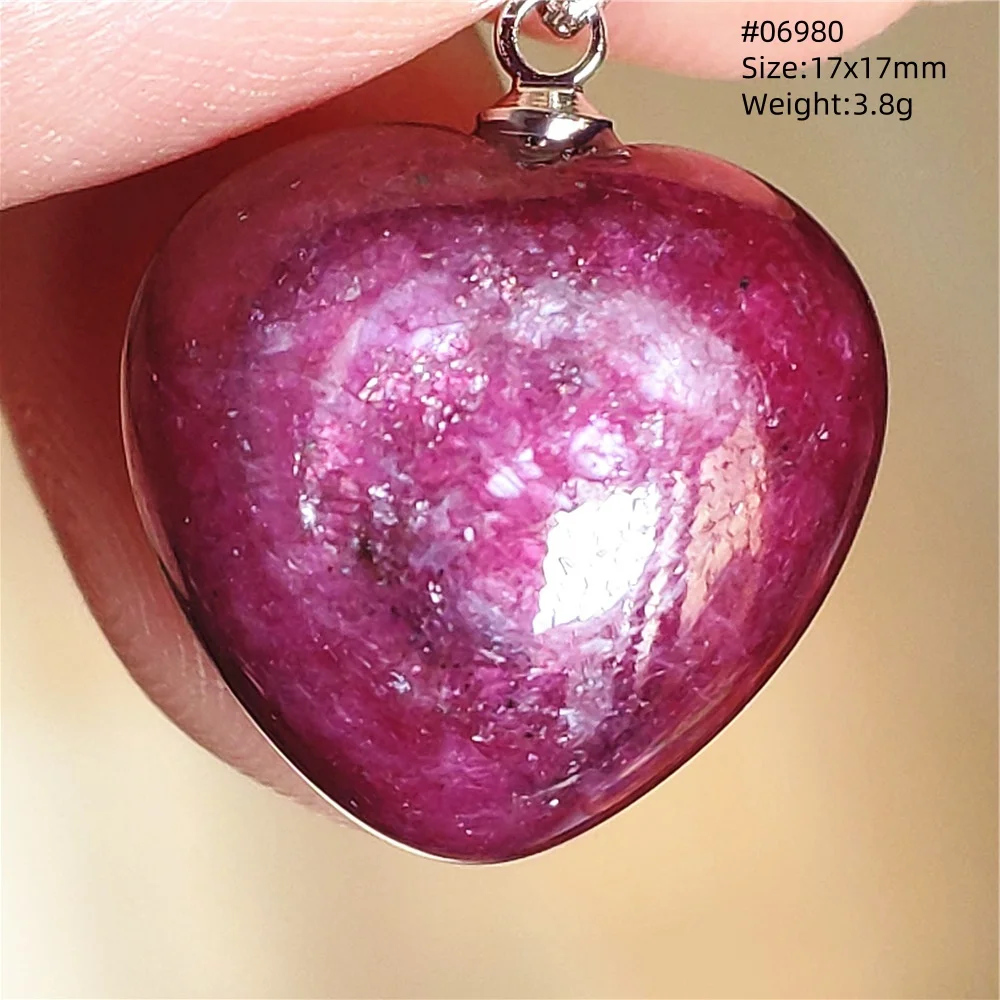 Natural Red Ruby Tumbled Pendant Jewelry Women Men Heart Love Watermelon Ruby Necklace Gemstone 925 Sterling Silver AAAAA