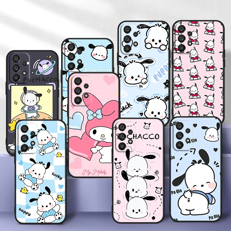 

Anime Pochacco For Samsung A14 A54 A34 A73 A53 A33 A23 A13 A32 A72 A52 A32 A22 A03 A02 Silicone Black Phone Case Coque Capa