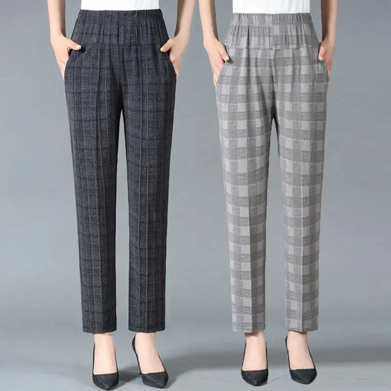 

Брюки женские прямые с широкими штанинами, Шелковые штаны из вискозы, брюки с завышенной талией для матерей среднего возраста, в Корейском стиле, лето 2020