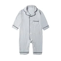 Organic Cotton Muslin Baby Sleepwear - Unisex Newborn & Toddler Romper - 90(12 - 24M) (Gray)