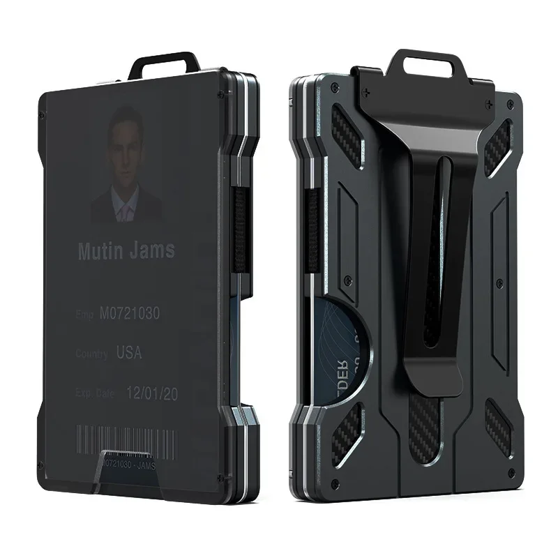 RFID Men's Minimalist Wallet - Sleek Metal Case with Money Clip and Card Holder
