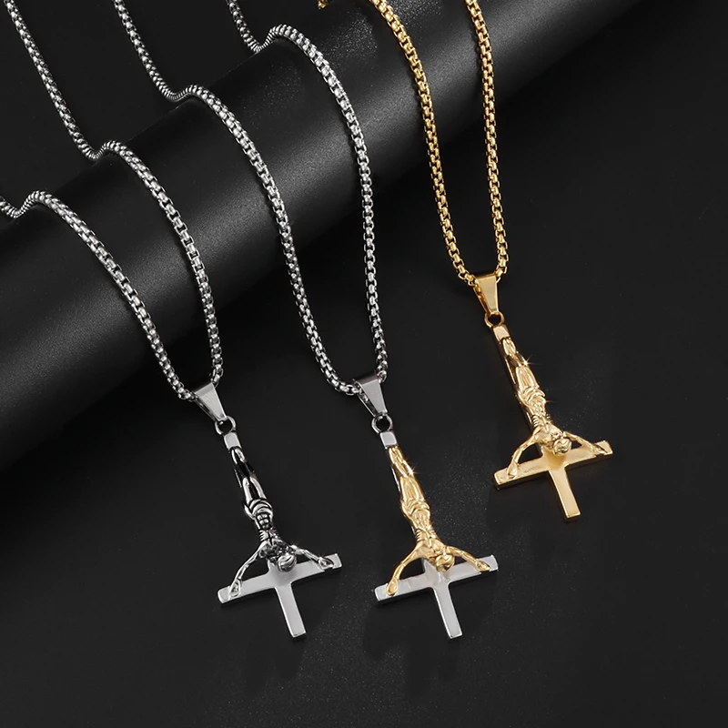 Classic Jesus Cross Pendant Necklace Men Women Religious Amulet Gift