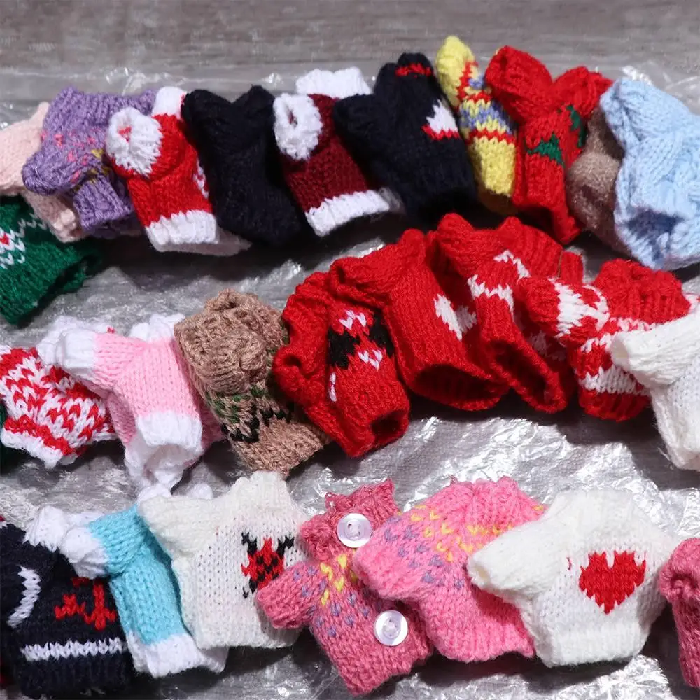 Christmas Style Dolls Sweater Dog Doll Clothes Cute White/Red/Green BJD Doll Clothes Mini 10cm for 16cm/17cm Bjd Doll 3