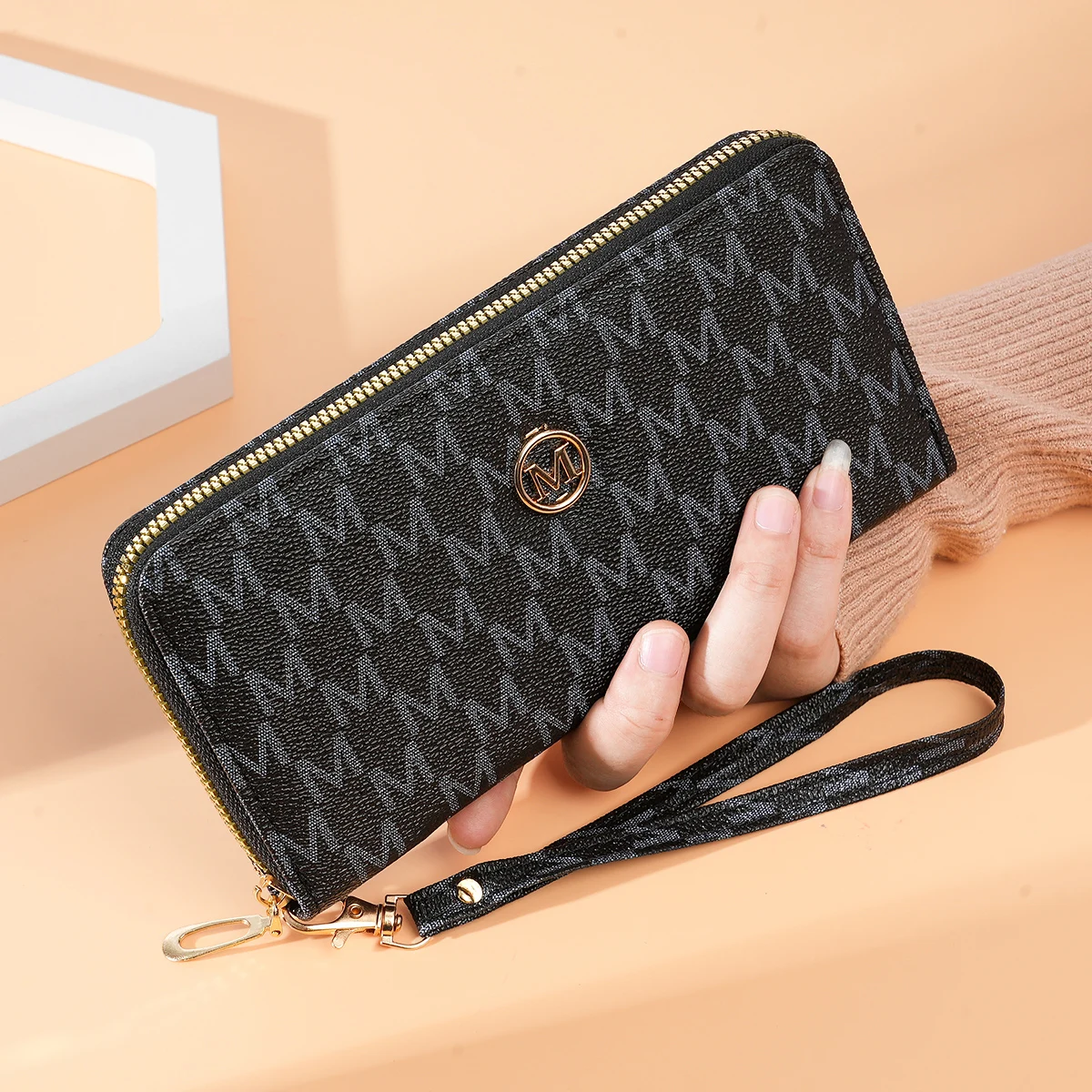 Women's Wallet Single Zipper Floral Letter Print Fashionable Coin Purse Compact Money Holder 2