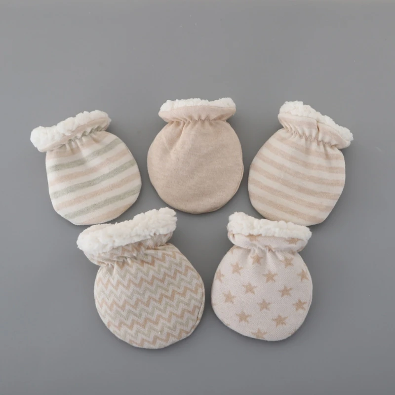 HUYU Winter New Born Baby Gloves for Newborns Thick Cotton Baby Anti Scratching Glove Sets for Protection Face Infant Mittens