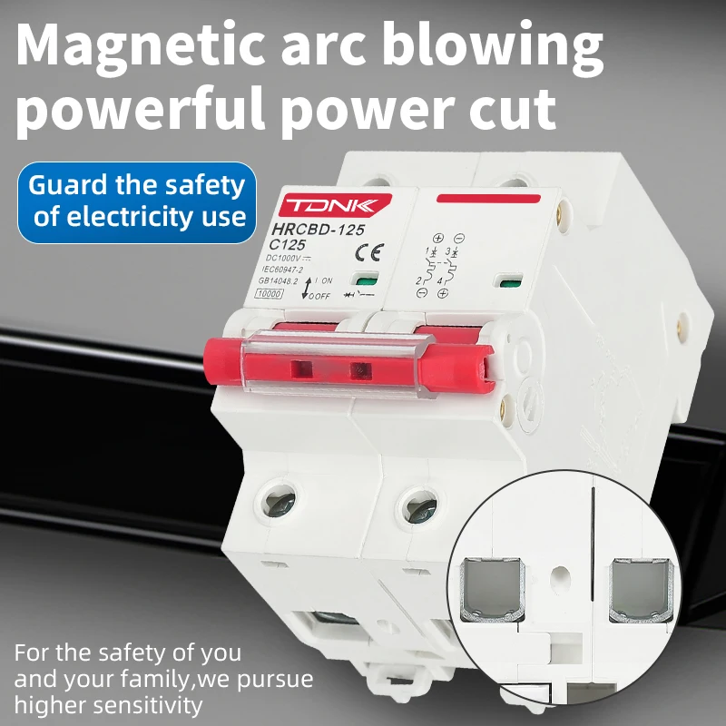 TDNK 2P DC MCB Circuit Breaker 600V 125A 100A 80A for PV System C Curve Battery Main Switch-Electrical Safety Device